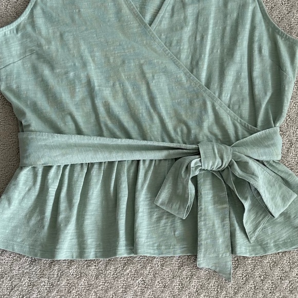 Spartina 449 Lorelei Faux Wrap Tank Top Sea Glass Large Cotton Summer Casual - Picture 4 of 13